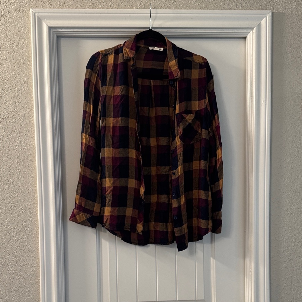 Beachlunchlounge Purple and Gold Plaid Shirt